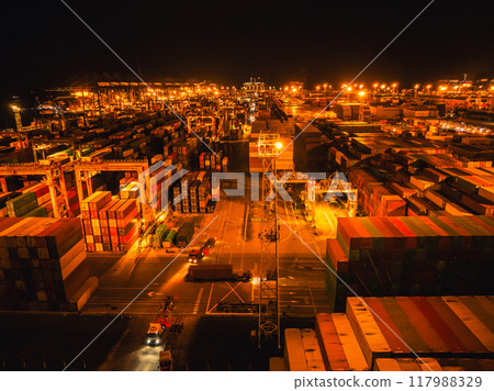 Aerial view of Yantian container terminal in Shenzhen city, China Aerial view of Yantian container terminal in Shenzhen city, China 117988329