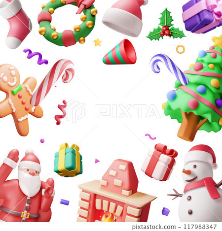 3D Christmas greeting card background 3D Christmas greeting card background 117988347