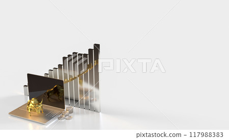 The Gold Bull on laptop for Business concept 3d rendering. The Gold Bull on laptop for Business concept 3d rendering. 117988383