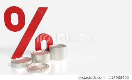 The red percent and coins for Business concept 3d rendering. The red percent and coins for Business concept 3d rendering. 117988403