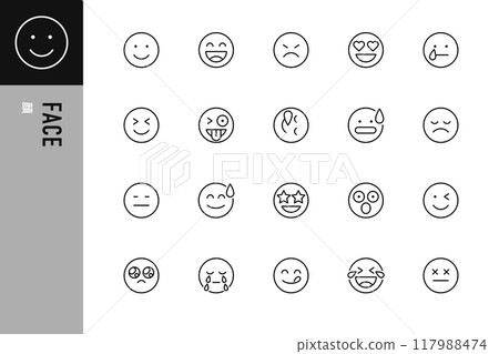 Facial expressions simple line icons Facial expressions simple line icons 117988474