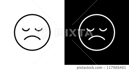 帶有閉眼表情的簡單線條圖標 帶有閉眼表情的簡單線條圖標 117988481