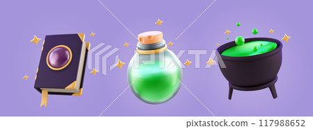 3d magic icon for halloween with witch cauldron 3d magic icon for halloween with witch cauldron 117988652