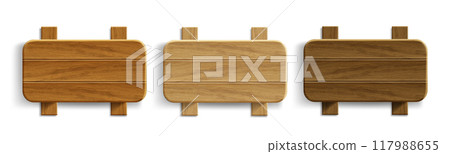3d wood sign board. Saloon plank frame vector 117988655
