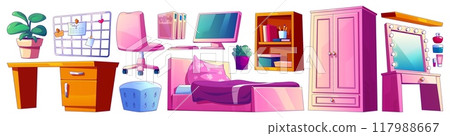 Cute pink teenage girl bed room cartoon furniture Cute pink teenage girl bed room cartoon furniture 117988667