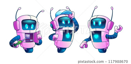 Cute ai robot character. Chat bot mascot cartoon Cute ai robot character. Chat bot mascot cartoon 117988670