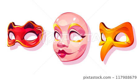Masquerade mask and carnival face costume icon 117988679