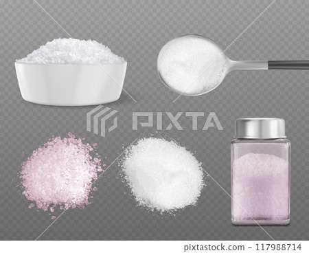 Pink and white salt pile set Pink and white salt pile set 117988714
