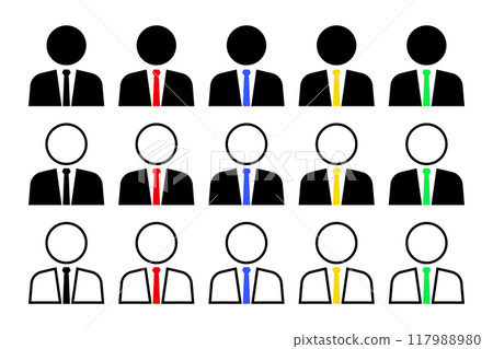 圖標集的穿西裝的男人 圖標集的穿西裝的男人 117988980