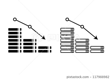 金錢減少圖像的圖示集 117988982