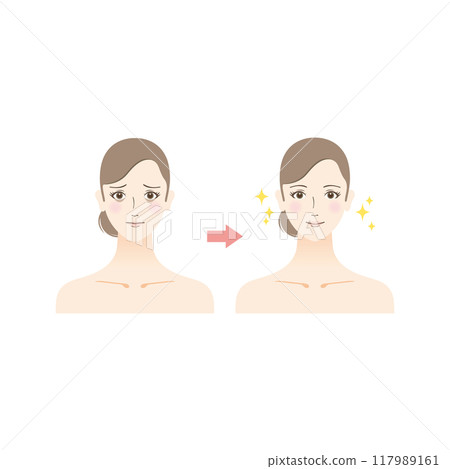 美女插畫:女人患黑眼圈前後對比 美女插畫:女人患黑眼圈前後對比 117989161