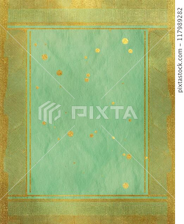 Yellow-green and gold washi paper, Japanese-style wallpaper (AI-generated material) 117989282