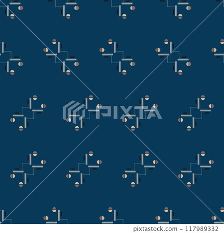 Modern masculine pattern abstract shapes common geometric motif seamless background. Fabric design textile swatch, man shirt all over print block.  117989332