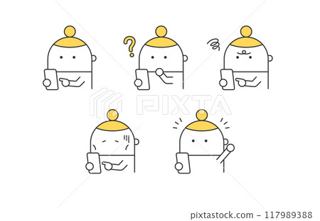 Illustration set of a woman using a smartphone 117989388
