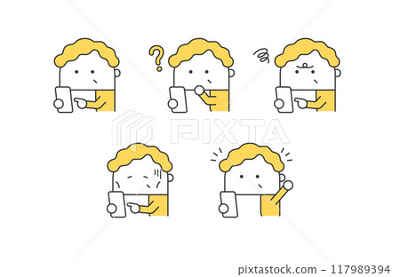 使用智慧型手機的老年人插圖集 117989394