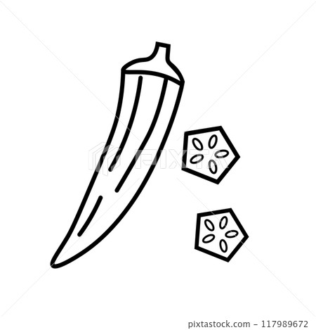 秋葵線描圖標 117989672