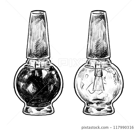 手繪素描風格指甲油插畫素材 117990316