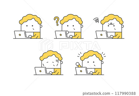 Elderly people using smartphones illustration set Elderly people using smartphones illustration set 117990388