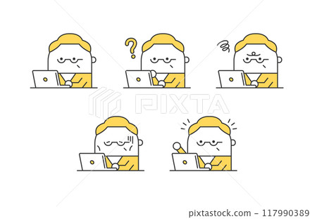 使用智慧型手機的老年人插圖集 117990389