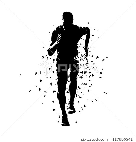 Run, running man, front view, isolated vector silhouette Run, running man, front view, isolated vector silhouette 117990541
