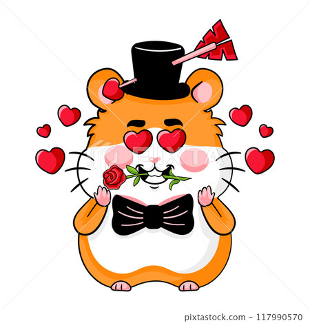 Cute gentleman hamster in love Cute gentleman hamster in love 117990570