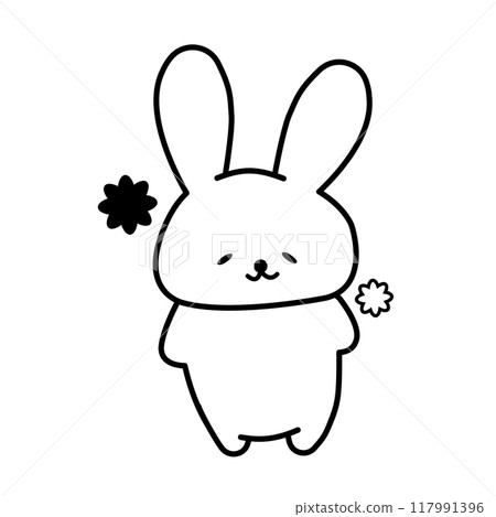 一隻溫柔的兔子的線條畫插圖 117991396