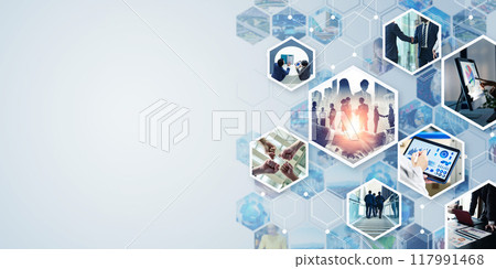 Collage of various business and technology images Horizontal visuals for banners and advertisements Collage of various business and technology images Horizontal visuals for banners and advertisements 117991468