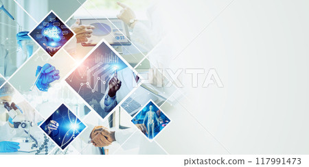 Science and medical technology image: Horizontal visual for banners and advertisements 117991473