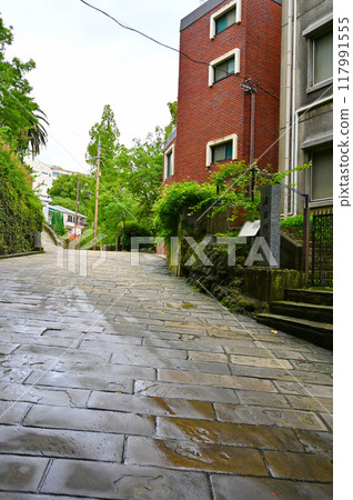 Dutch Slope: Stone-paved streetscape in Nagasaki City Dutch Slope: Stone-paved streetscape in Nagasaki City 117991555