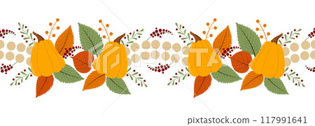 Harvest seamless border with pumpkins. Harvest seamless border with pumpkins. 117991641