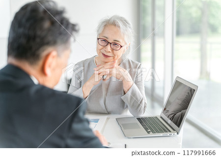 高級女商人和商人開會/會議 高級女商人和商人開會/會議 117991666