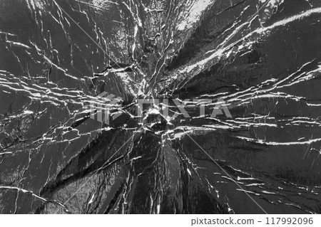 Empty old vintage black scratch torn poster overlay texture background 117992096