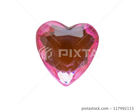 pink heart shape crystal valentines day symbol sticker isolated on white background 117992113