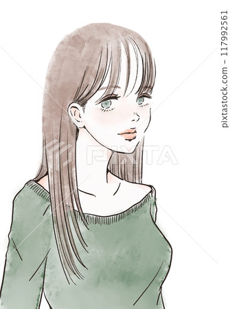 A beautiful woman with long, silky hair 117992561