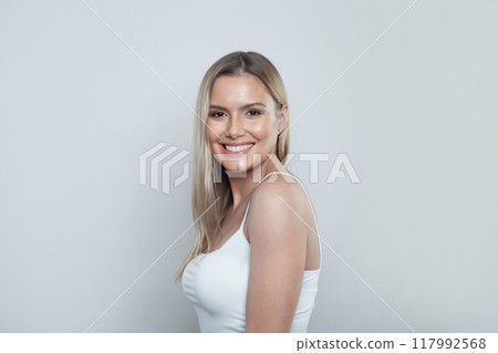 Portrait of a beautiful woman with natural make-up Portrait of a beautiful woman with natural make-up 117992568