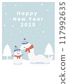 Snowman and snake New Year's card 117992635