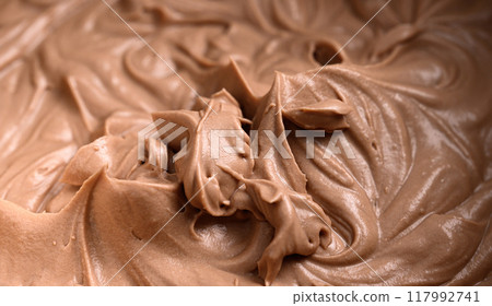Chocolate flavored cake cream Chocolate flavored cake cream 117992741
