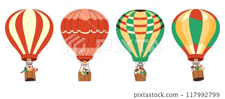 Collection of balloons on isolated background in flat style. 117992799