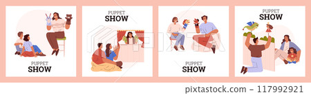 Set of posters about a puppet show. Set of posters about a puppet show. 117992921