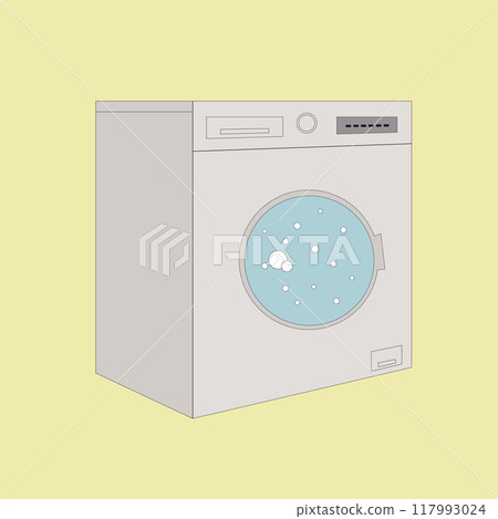 Washing Machine Flat Design on Yellow Color Background 117993024