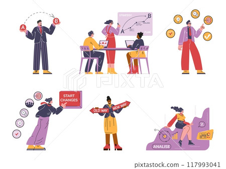 Characters direct business transition to innovation and improvement, flat style. 117993041