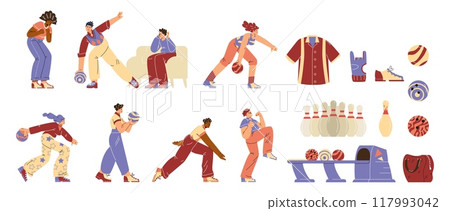 Bowling night out vector set 117993042
