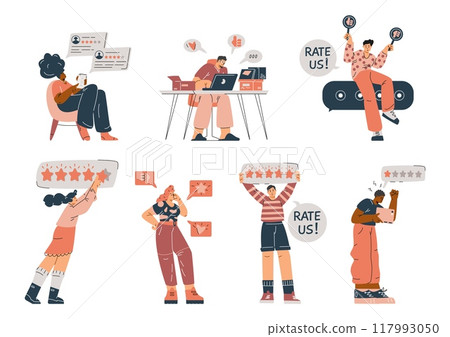 Characters giving feedback vector illustration set 117993050