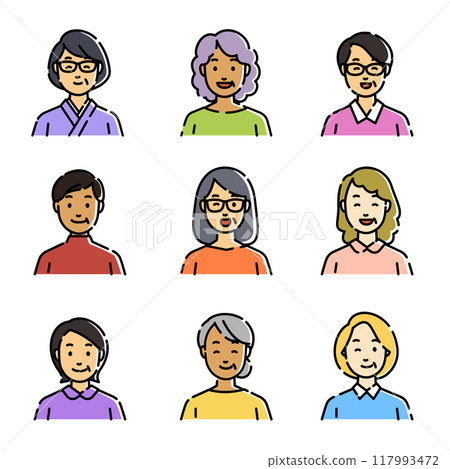 Various middle-aged and older simple icon sets 117993472