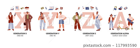 People generations typographic vector set,...-插圖素材 [117993590] - PIXTA圖庫