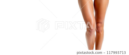 Slim female legs, smooth skin, beauty care, personal grooming, wellness, health, cosmetics, body confidence, elegant posture, graceful standing, skincare routine, isolated on white background Slim female legs, smooth skin, beauty care, personal grooming, wellness, health, cosmetics, body confidence, elegant posture, graceful standing, skincare routine, isolated on white background 117993713