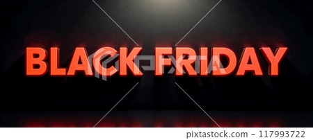 Black Friday Sale Red Glowing Text Dark Background Retail Event Promotion Discount Advertisement Shopping Special Offer Commerce Deal Savings Excitement Black Friday Sale Red Glowing Text Dark Background Retail Event Promotion Discount Advertisement Shopping Special Offer Commerce Deal Savings Excitement 117993722