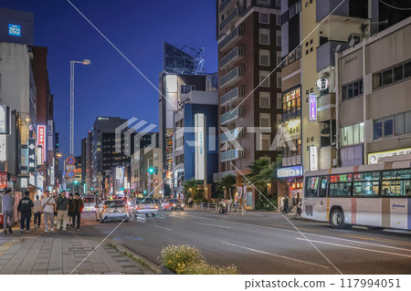 Tenjin Intersection in Fukuoka, Fukuoka city, japan May 17 2024 Tenjin Intersection in Fukuoka, Fukuoka city, japan May 17 2024 117994051