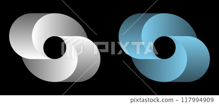 Abstract color spiral over black background. Swirl pattern logo or icon. Abstract color spiral over black background. Swirl pattern logo or icon. 117994909