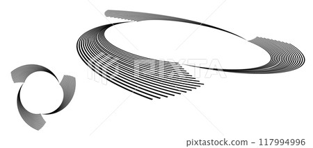 Spiral with black lines as dynamic abstract vector background or logo or icon. Abstract background with lines in circle. Artistic illustration with perspective on white background. 117994996